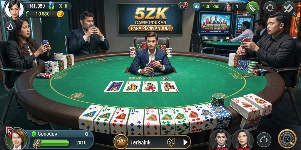 Tampilan strategis poker di 5ZK dengan aksi mendebarkan.