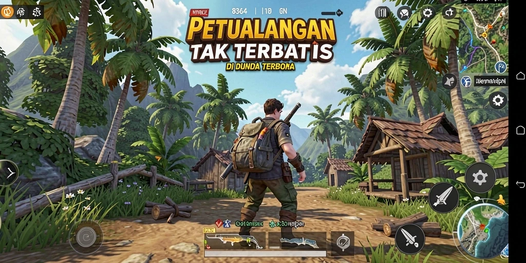 Screenshot gameplay 8364 menunjukkan eksplorasi dunia terbuka yang menyengangkan.