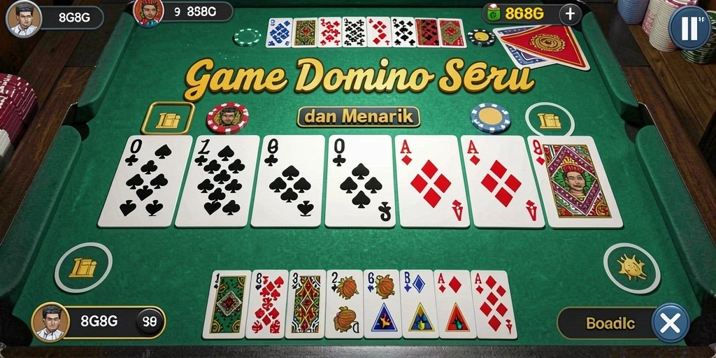 Screenshot gameplay seru dari 8G8G yang menunjukkan aksi domino.