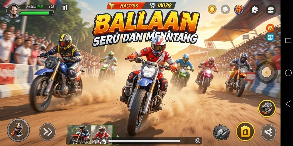 Menampilkan aksi balap seru dari HAO788 dengan mobil yang berkecepatan tinggi.