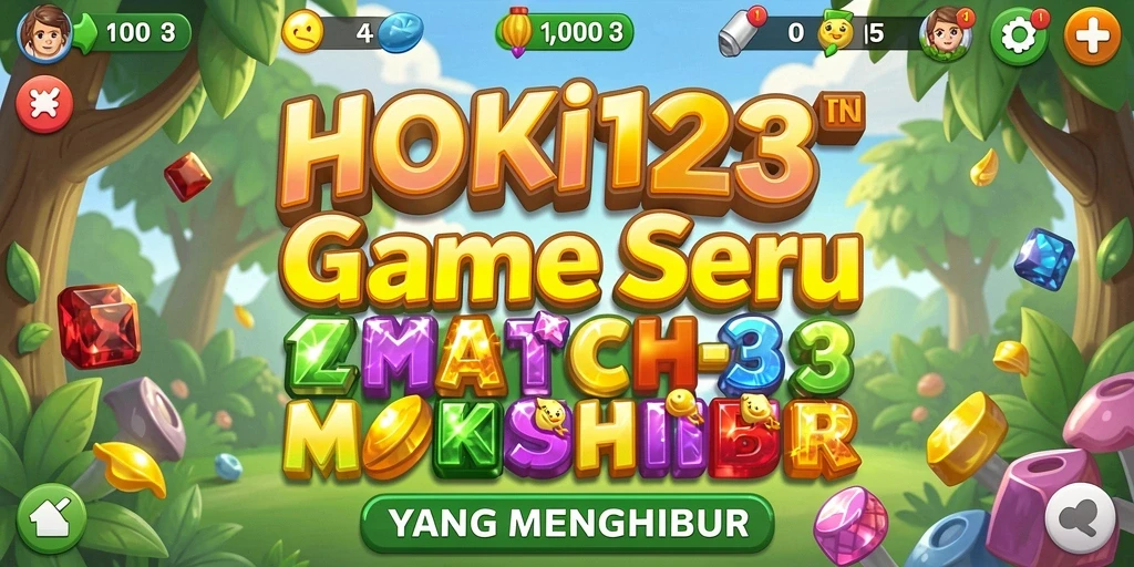 Screenshot HOKI123 menunjukkan gameplay Match-3 yang seru dan berwarna-warni.