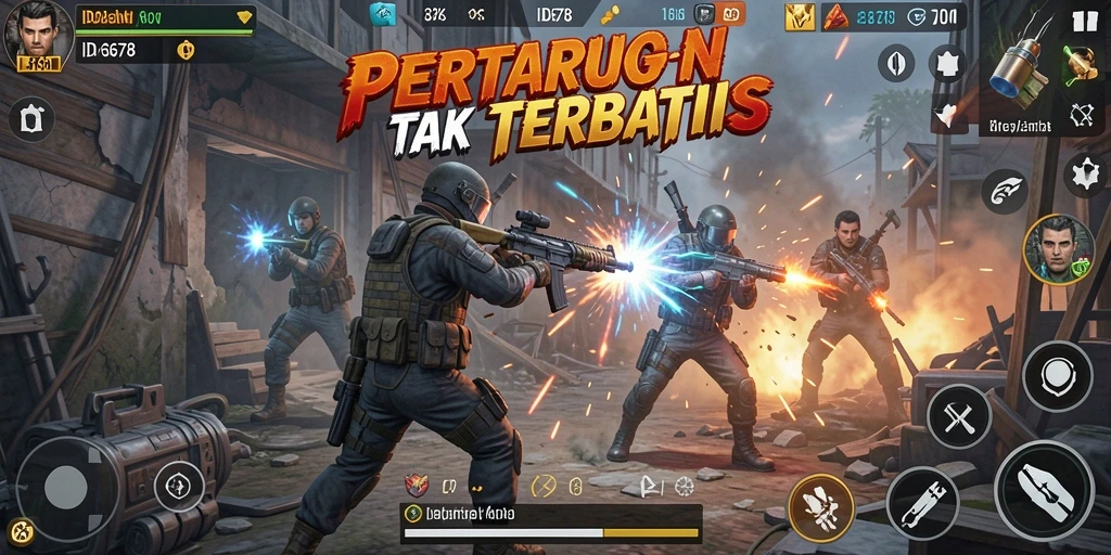Screenshot dari gameplay ID678 menampilkan pertarungan epik.