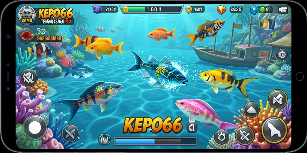 Screenshot gameplay KEPO66 menampilkan aksi menembak ikan yang seru.