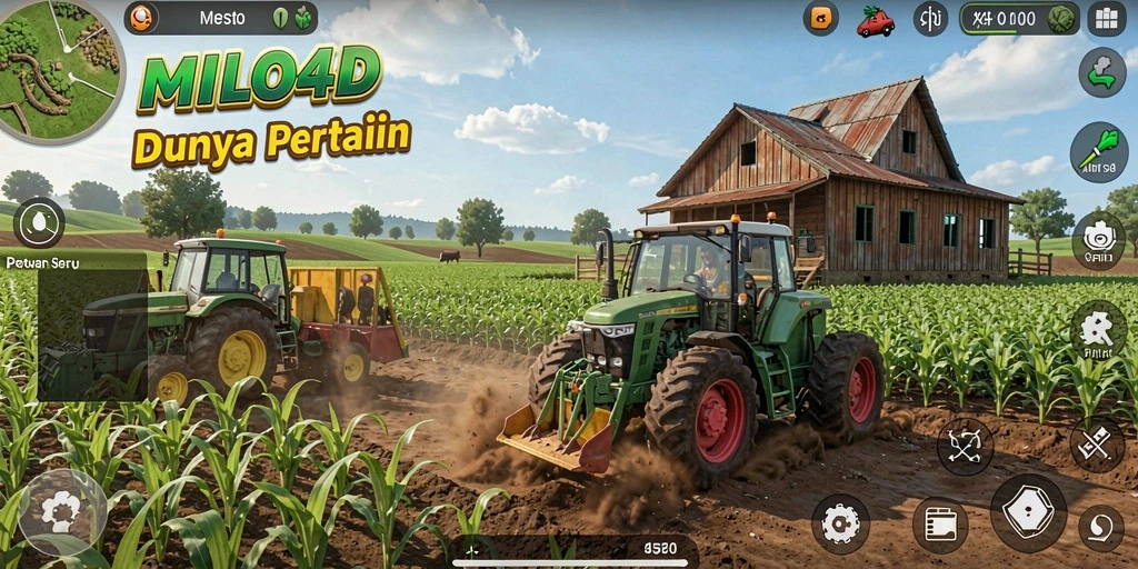 Screenshot utama MILO4D menampilkan keindahan pertanian dan pengelolaan lahan.