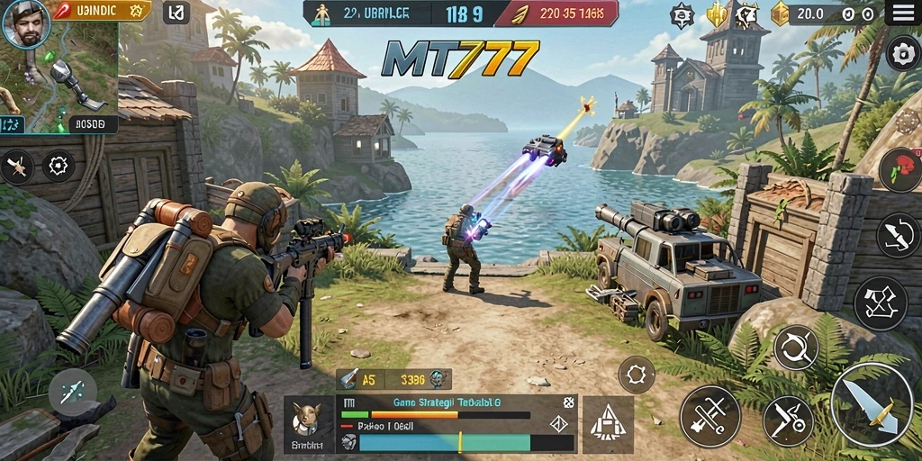Screenshot menunjukkan aksi seru dalam permainan strategi MT777.