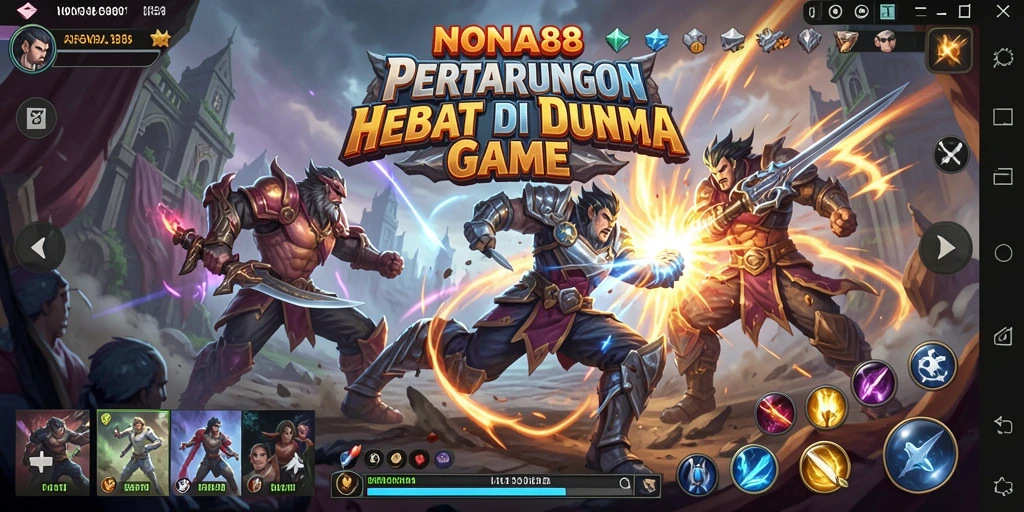 Tampilan gameplay pertarungan yang seru dan dinamis di NONA88.