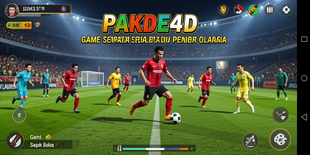 Tampilan gameplay PAKDE4D yang menampilkan aksi sepak bola nyata.