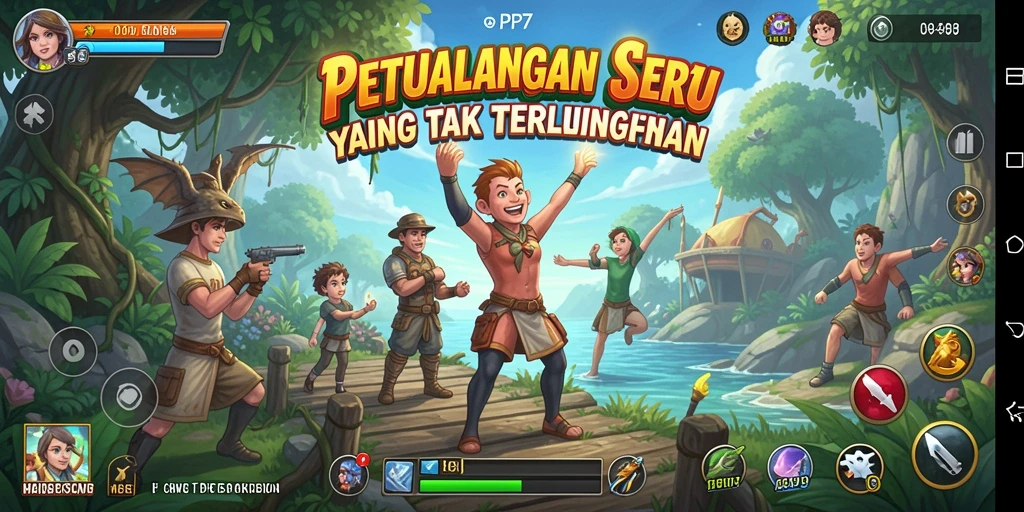 Tangkapan layar menunjukkan karakter utama dalam aksi petualangan yang mendebarkan.