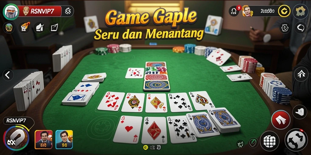 Screenshot gameplay RSNVIP7 menunjukkan suasana seru saat bermain Gaple.