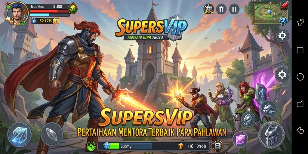 Tampilan gameplay SUPERSVIP yang menghadirkan aksi Tower Defense yang seru.