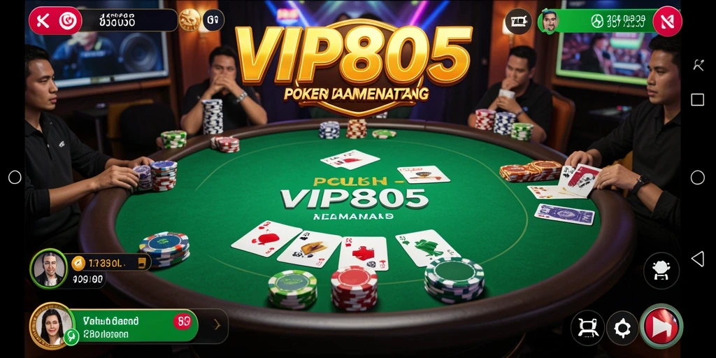 Screenshot permainan VIP805 menampilkan aksi Poker yang mendebarkan.
