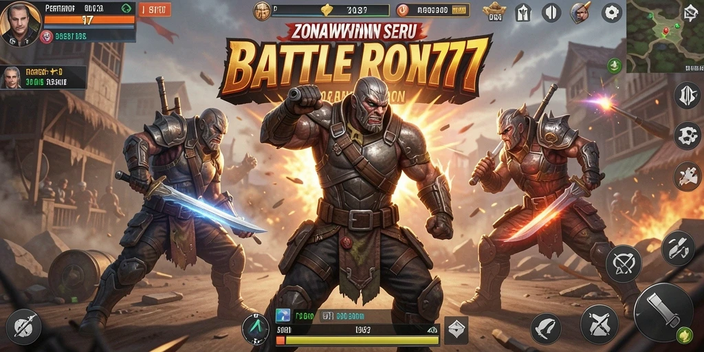 Gameplay seru dalam ZONAWIN777 menampilkan pertarungan intens di arena Battle Royale.
